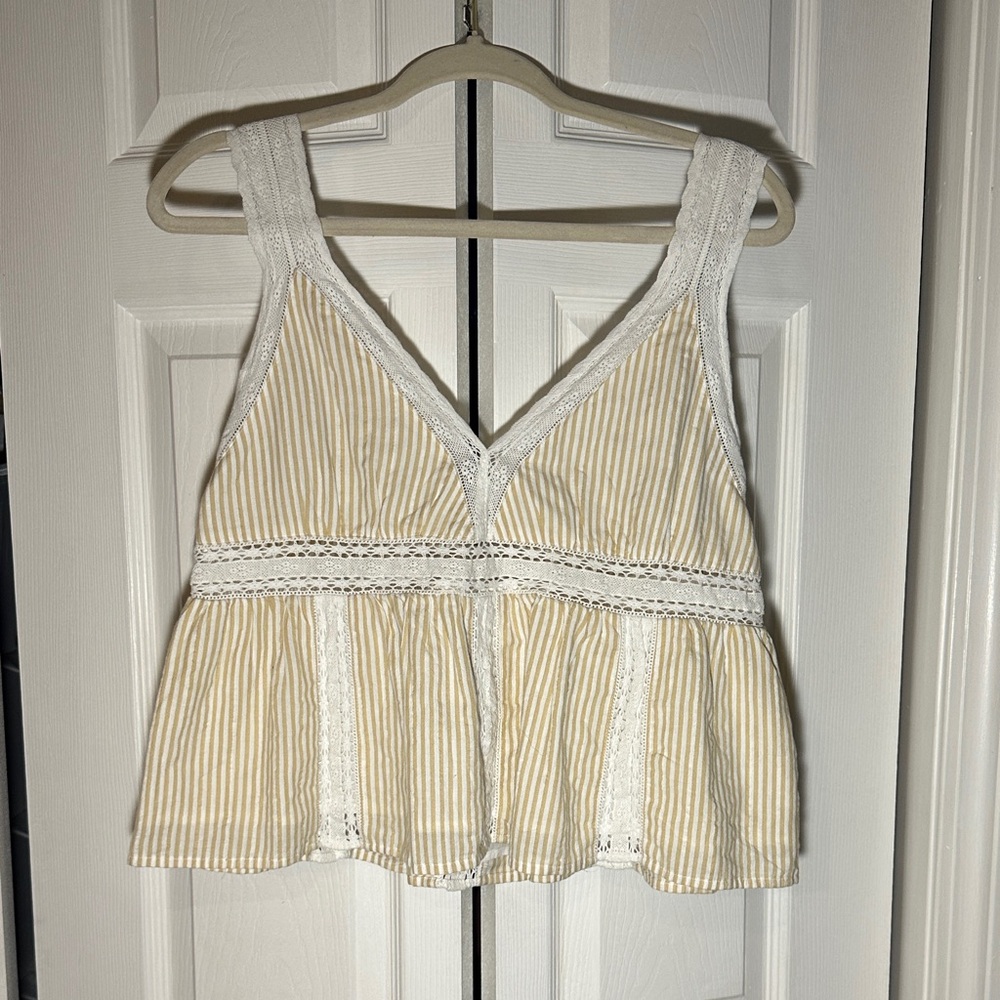 American Eagle Outfitters Cream Striped Tank Top